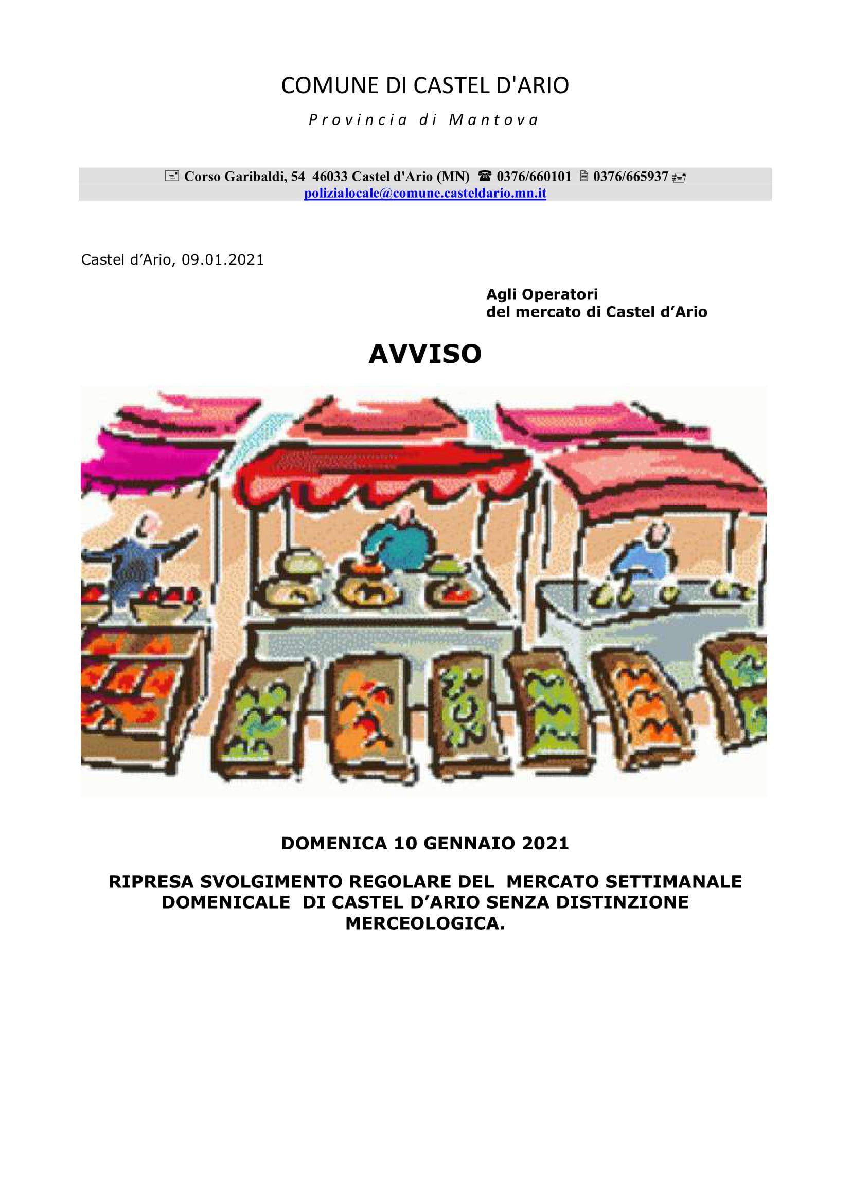 AVVISO RIPRESA MERCATO